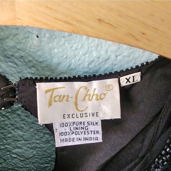 TAN CHHO SILK vintage embellish beads and sequins tunic style blouse - Picture 4 of 13